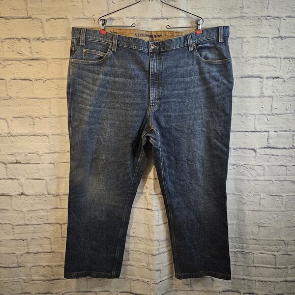 Duluth Trading Jeans Mens 50x30 Blue Flex Ballroom Workwear Stretch Dark Denim - Picture 1 of 6